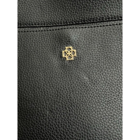 Ann Taylor Pebbled Signature Black Faux Leather Tote Expandable Large - Picture 7 of 9